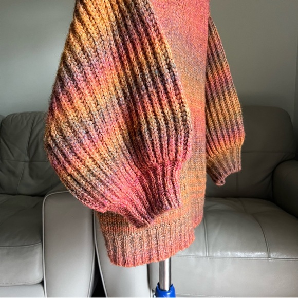 LoveShackFancy Knit Rio Russet Alpaca Merino Oversized Sweater XS / SMALL Ombre - Picture 6 of 15